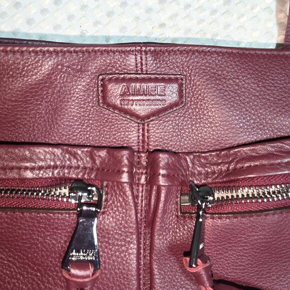 AIMEE KESTENBERG BURGANDY TRIBECCA LEATHER CROSSBODY SHOULDER BAG - Picture 2 of 14